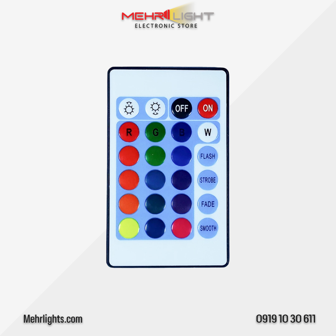 5w-24key-led-remote قیمت و خرید ریموت و کنترل ریسه ال ای دی 24 کلید مهرلایت