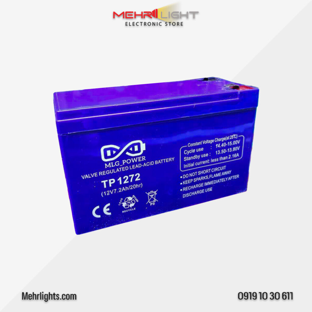 قیمت و خرید باتری لید اسید 12 ولت 7 آمپر برند ام ال جی پاور مدل TP1272 مهرلایت