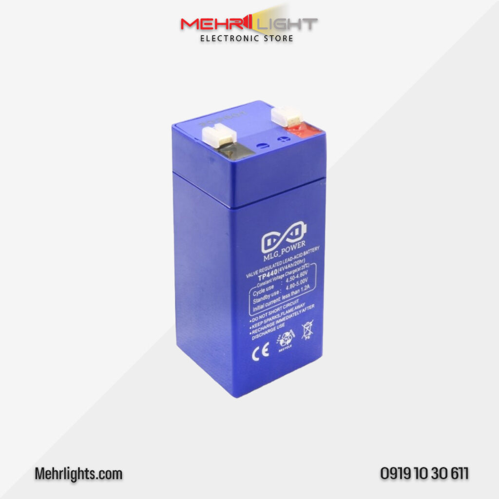 قیمت و خرید باتری لید اسید 4 ولت 4 آمپر برند MLG Power مدل TP440 وبسایت مهرلایت