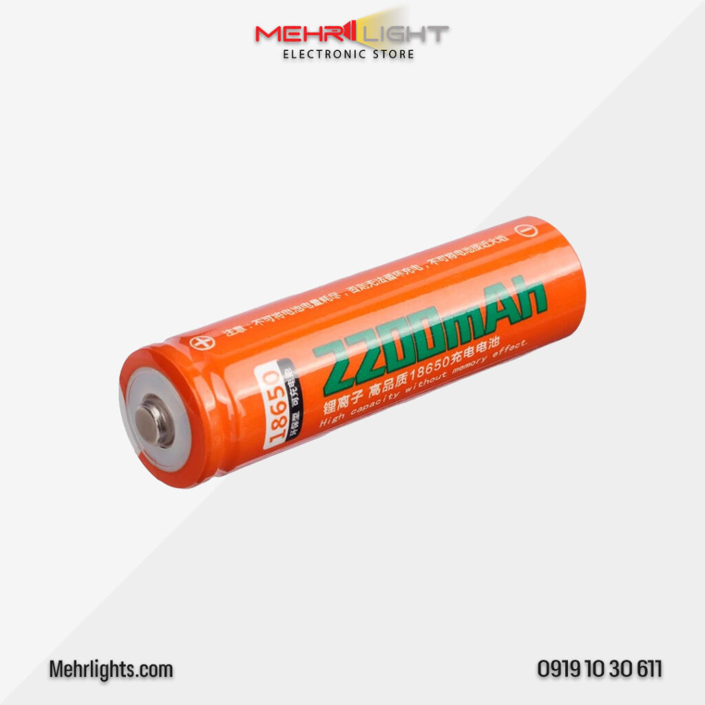قیمت و خرید باتری شارژی لیتیوم-یون ظرفیت 2200 میلی آمپر برند اسمال سان مدل 18650 مهرلایت